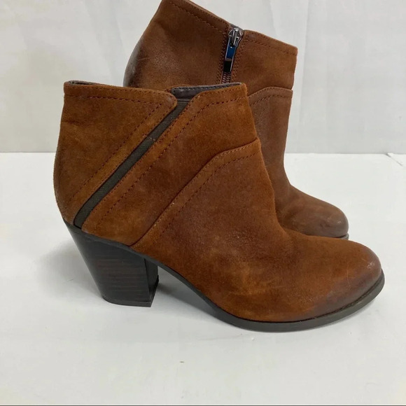 Franco Sarto Brown Suede Leather Ankle Boots Booties Women's 7M - Picture 1 of 7